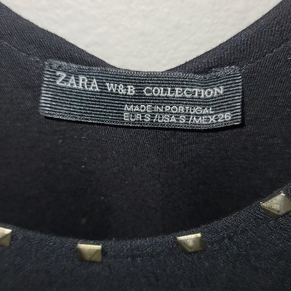 Zara Black Studded Sleeveless Dress Size Small - Picture 3 of 6